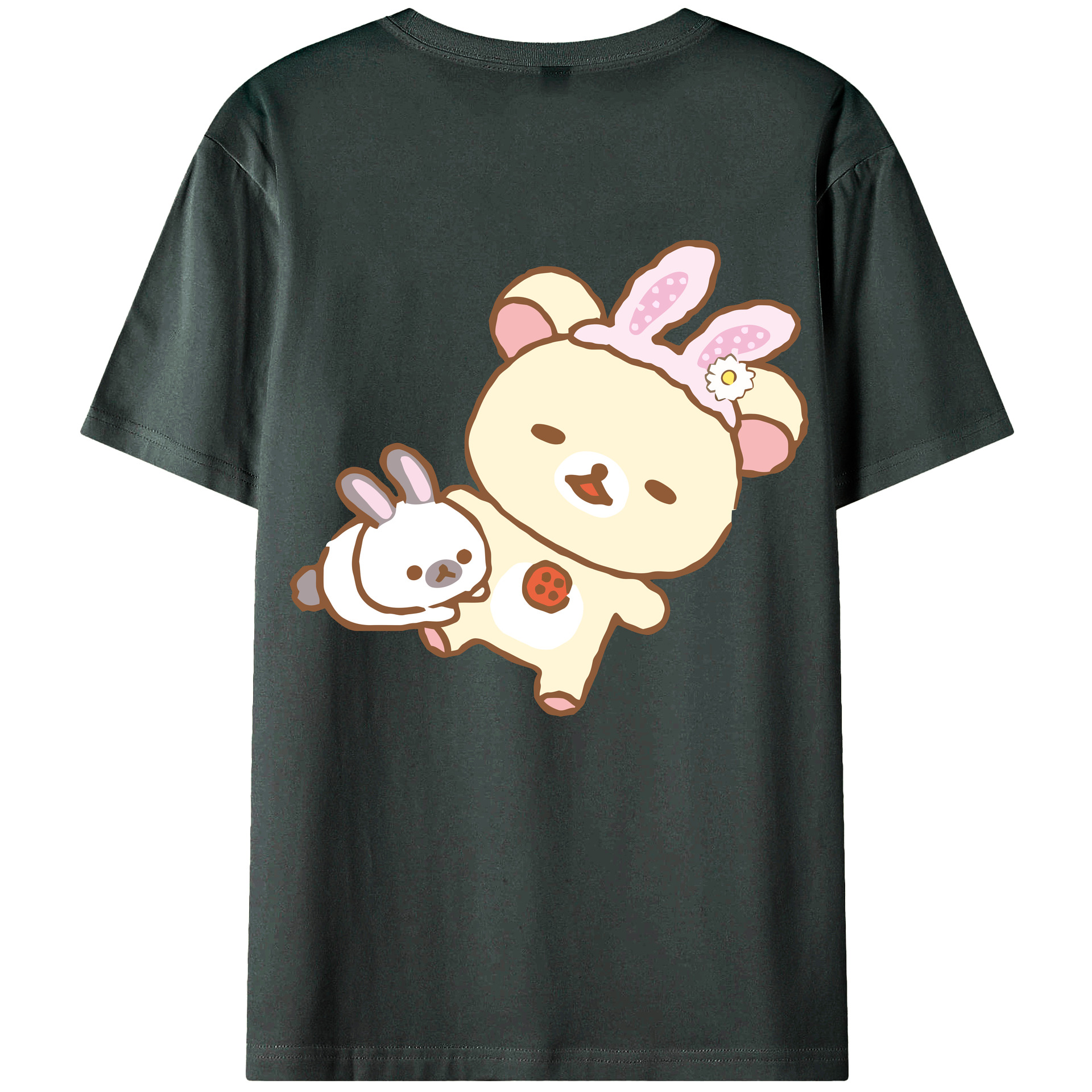 （画像用） リラックマ リラックマ キイロイトリ Rilakkuma Korilakkuma Kiiroitori 綿100％ メンズ半袖Tシャツ（バックプリント） 通気性